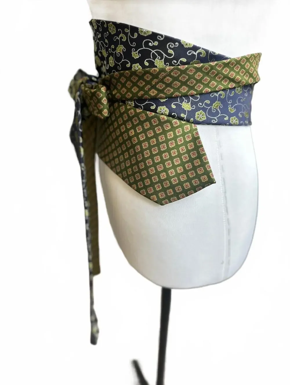 Upcycled Silk Necktie Obi Belt | Handmade Corset Style Belt | One-of-a-Kind | OS